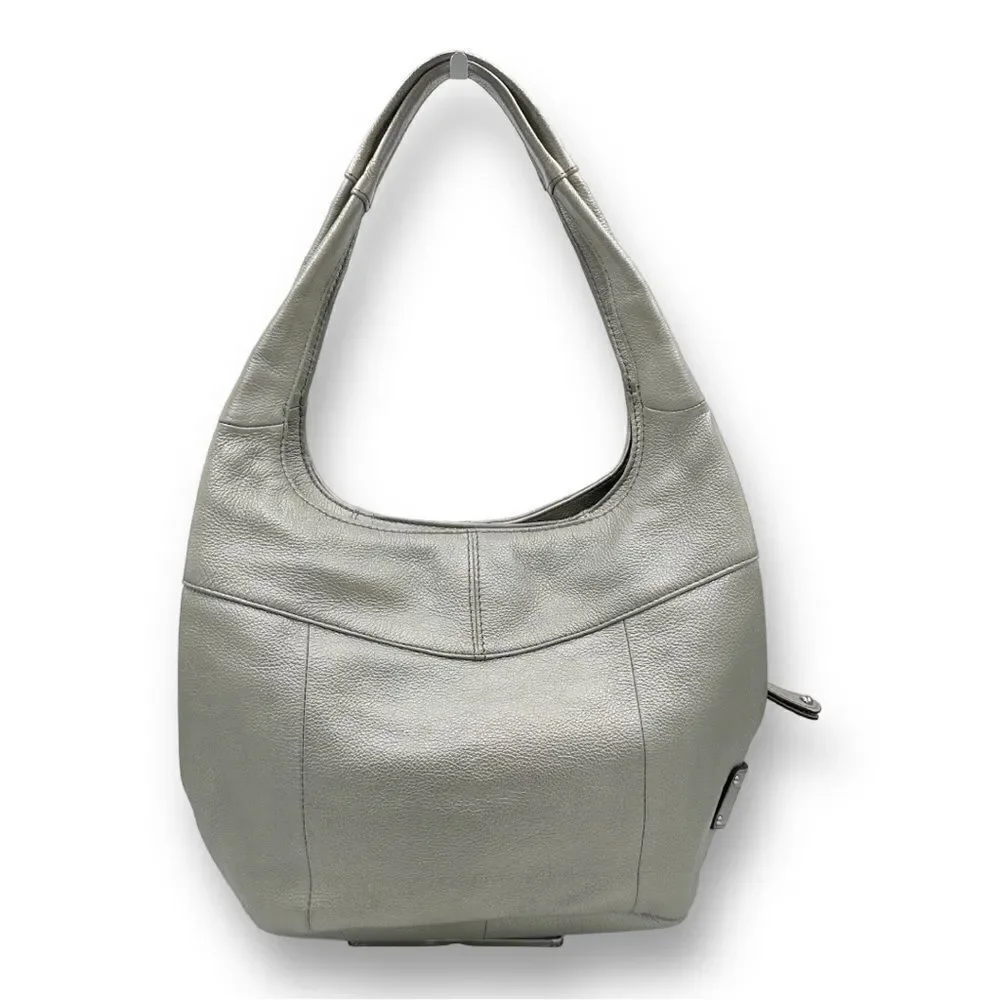 Tignanello Metallic Silver Leather Hobo Bag‎